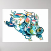 Blue Flying Pig Angel Poster (Voorkant)