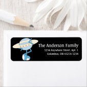 Blue Flying Saucer UFO Alien Fun Adresetiketten Etiket (Insitu)