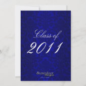 Blue Foil Afstuderen Invitation Kaart (Achterkant)