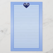 Blue Foil Heart Lined Briefpapier (Voorkant)