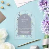 blue foliage Baptism Acrylic Invitation Acryl Uitnodigingen (Insitu (Huwelijk))