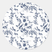 Blue Foliage Envelope Liner Ronde Sticker (Voorkant)