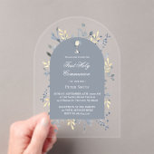  blue foliage First Holy Communion  Acryl Uitnodigingen (Insitu (Draagbaar))