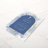 Blue foliage First Holy Communion Folie Uitnodiging (Gedraaid)