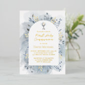 Blue foliage First Holy Communion Folie Uitnodiging (Staand Voorkant)