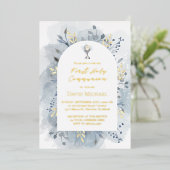 Blue foliage First Holy Communion Folie Uitnodiging (Staand Voorkant)