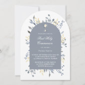  blue foliage First Holy Communion  Kaart (Voorkant)