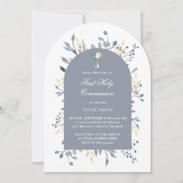  blue foliage First Holy Communion  Kaart