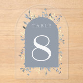 blue foliage table number 8 acryl uitnodigingen (Voorkant)