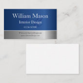 Blue Folie and Steel Effect Monogram Visitekaartje (Voorkant / Achterkant)