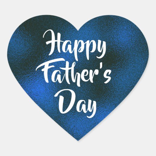 Blue Folie Happy Vaderdag Heart Sticker (Voorkant)