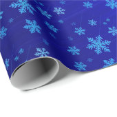 Blue Folie Snowflakes Christmas Wrapping Paper Cadeaupapier (Rol Hoek)