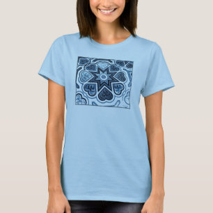 Blue Folk Art Heart Dames T-shirt