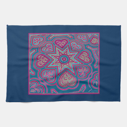 Blue Folk Art hoort keukenhanddoeken (Horizontaal)