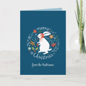 Blue Folk Art Kerstmis Bedankkaart (Voorkant)