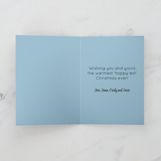 Blue Folk Art Kerstmis Bedankkaart (Binnen)