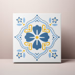 Blue Folk Flower Azulejo Tegeltje<br><div class="desc">Decoreer de kantoor met dit blauw Folkventilatorontwerp. U kunt dit verder aanpassen door op de "PERSONALIZE"knoop te klikken. Verander de achtergrondkleur als u wilt. Voor meer vragen kunt u contact met ons opnemen op ThePaperieGarden@gmail.com.</div>