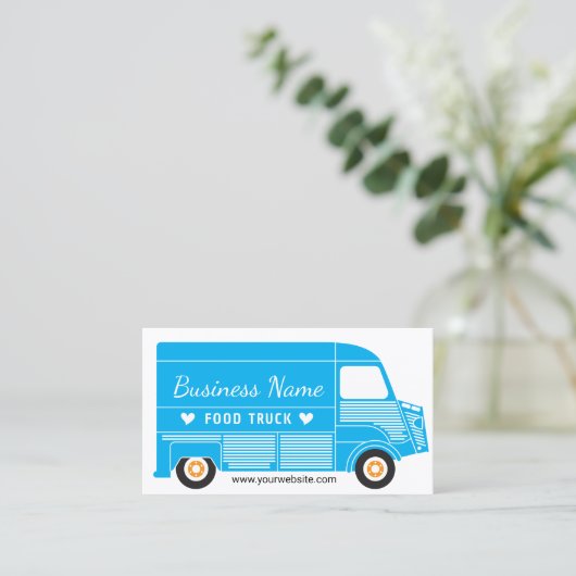 Blue Food Truck Visitekaartje (Staand voorkant)