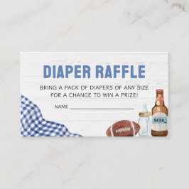 Blue Football Baby Shower Diaper Raffle Informatiekaartje