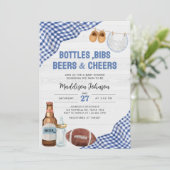 Blue Football Baby Shower Kaart (Staand voorkant)