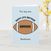 Blue Football Happy 13th Birthday Son Kaart (Gele Bloem)