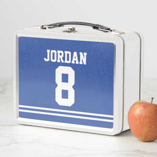 Blue Football Jersey met eigen naam en nummer (In situ)