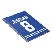 Blue Football Jersey met eigen naam en nummer Notitieboek (Rechterzijde)