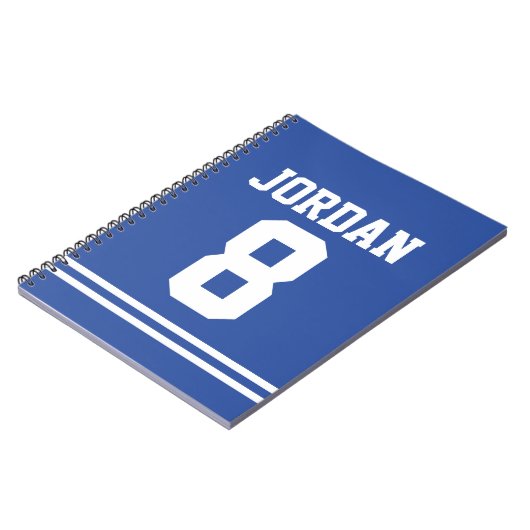 Blue Football Jersey met eigen naam en nummer Notitieboek (Linkerzijde)