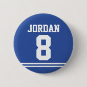 Blue Football Jersey met eigen naam en nummer Ronde Button 5,7 Cm (Voorkant)