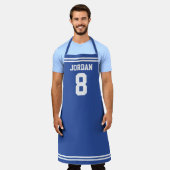 Blue Football Jersey met eigen naam en nummer Schort (Gedragen)