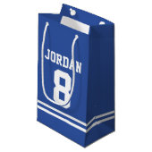 Blue Football Jersey - Sports Theme Birthday Party Klein Cadeauzakje (Voorkant Gekanteld)