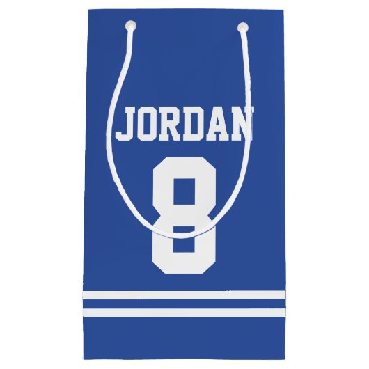 Blue Football Jersey - Sports Theme Birthday Party Klein Cadeauzakje (Voorkant)