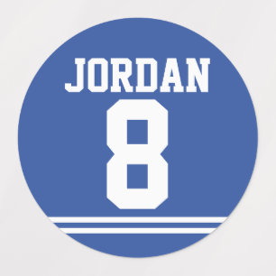 Blue Football Jersey - Sports Theme Birthday Party Labels