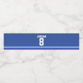 Blue Football Jersey - Sports Theme Birthday Party Waterfles Etiket (Enkel label)