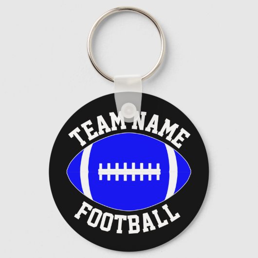 Blue Football Player/Coach Custom Team Name Sports Sleutelhanger (Voorkant)