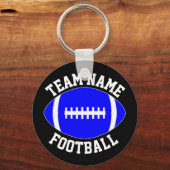 Blue Football Player/Coach Custom Team Name Sports Sleutelhanger (Achterkant)