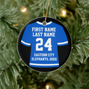 Blue Football Soccer Hockey Sports Jersey Keramisch Ornament