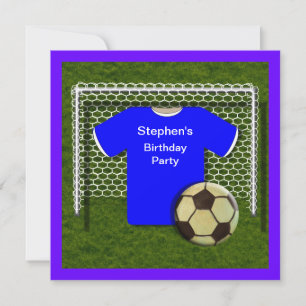 Blue Football Theme Birthday Party Invitations Kaart