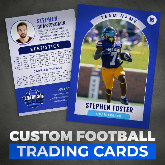 Blue Football Trading Kaart, aangepaste sport Kaar Contactkaartje