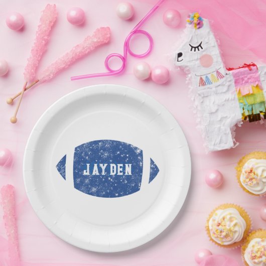 Blue Football verjaardagsfeestje Papieren Bordje (Feest)