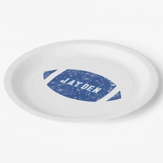 Blue Football verjaardagsfeestje Papieren Bordje (Gekanteld)