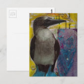 Blue Footed Bird mixed media collage Briefkaart (Voorkant / Achterkant)