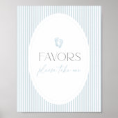  Blue Footprint Baby shower Favors Sign Poster (Voorkant)