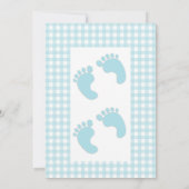 Blue Footprint Twins Sprinkle Shower Uitnodiging (Achterkant)