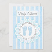 Blue Footprints Boys Baby shower Uitnodiging (Voorkant)