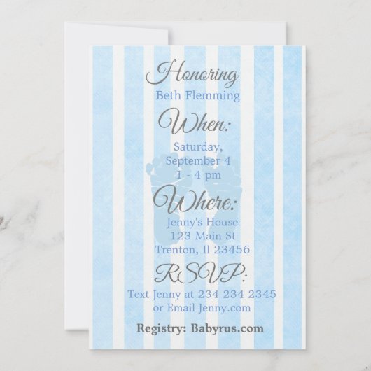 Blue Footprints Boys Baby shower Uitnodiging (Achterkant)