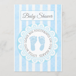 Blue Footprints Boys Baby shower Uitnodiging