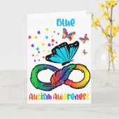 Blue For Autism Awareness Infinity Butterfly Women Kaart (Gele Bloem)