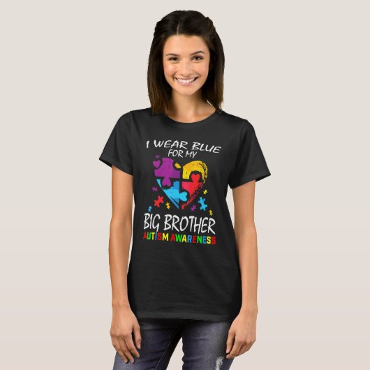 Blue for Big Brother Autism Awareness Heart Kinder T-shirt (Voorkant volledig)