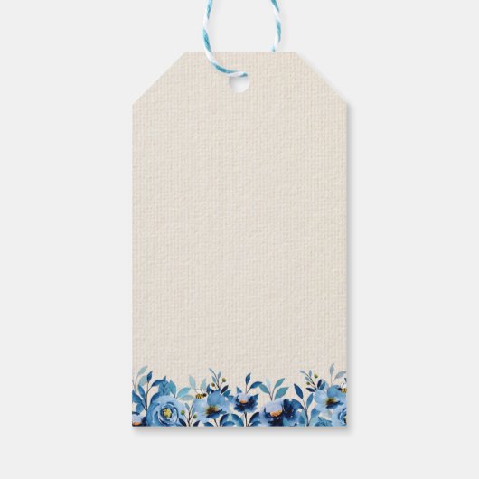 Blue Foral Cadeaulabel (Achterkant)